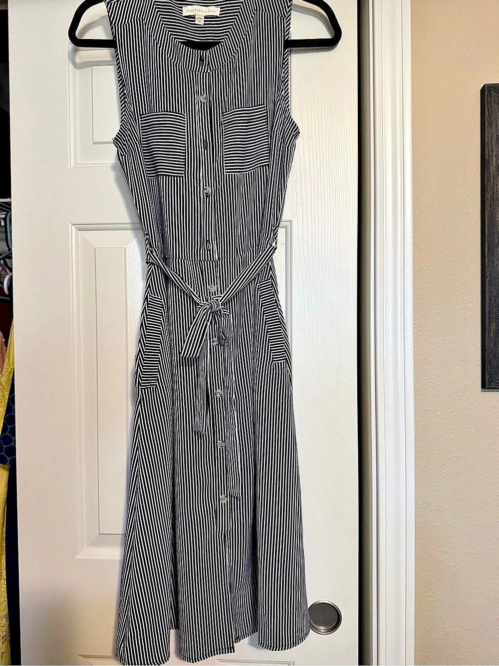 monteau Los Angeles Striped Maxi Dress in Blue & White Size Medium